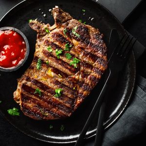 Awesome raw marbled meat steak